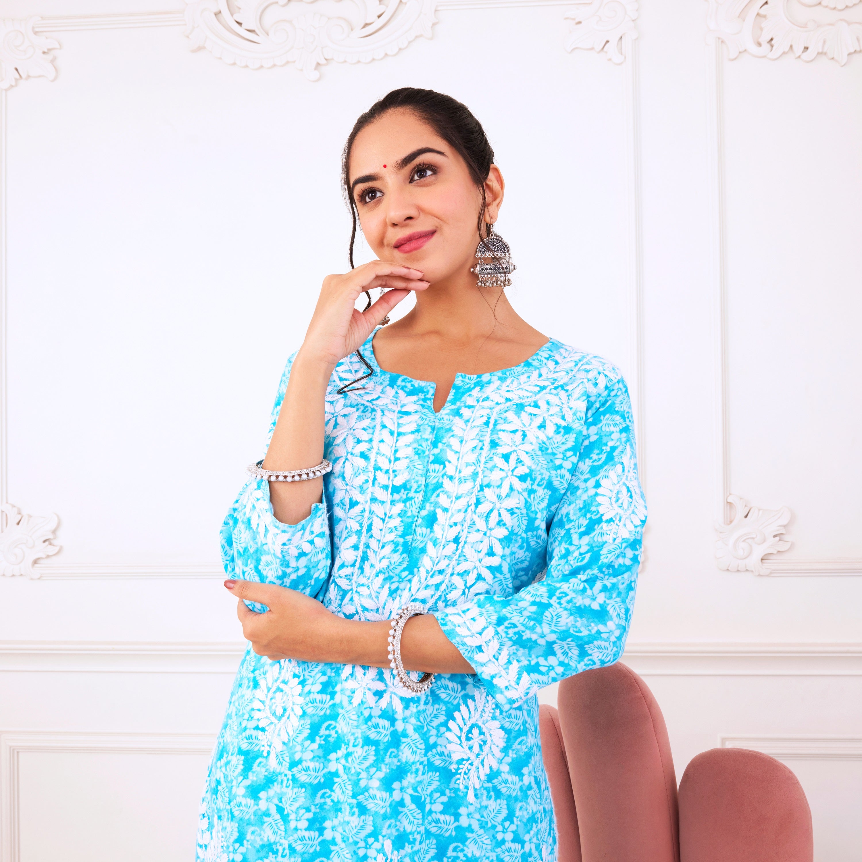 Turquoise Dream Chikankari Kurta Set