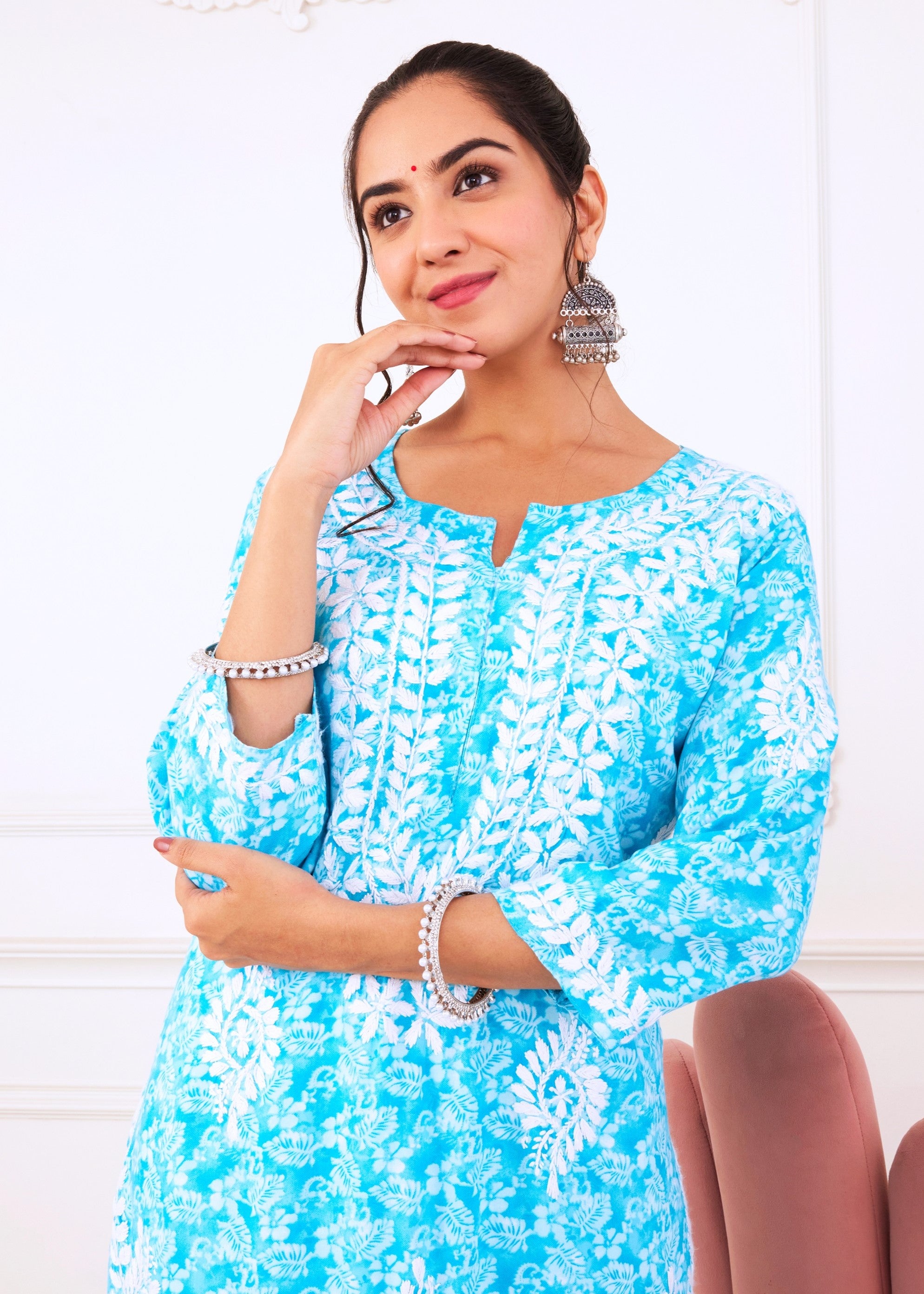 Timeless Turquoise Chikankari Kurta