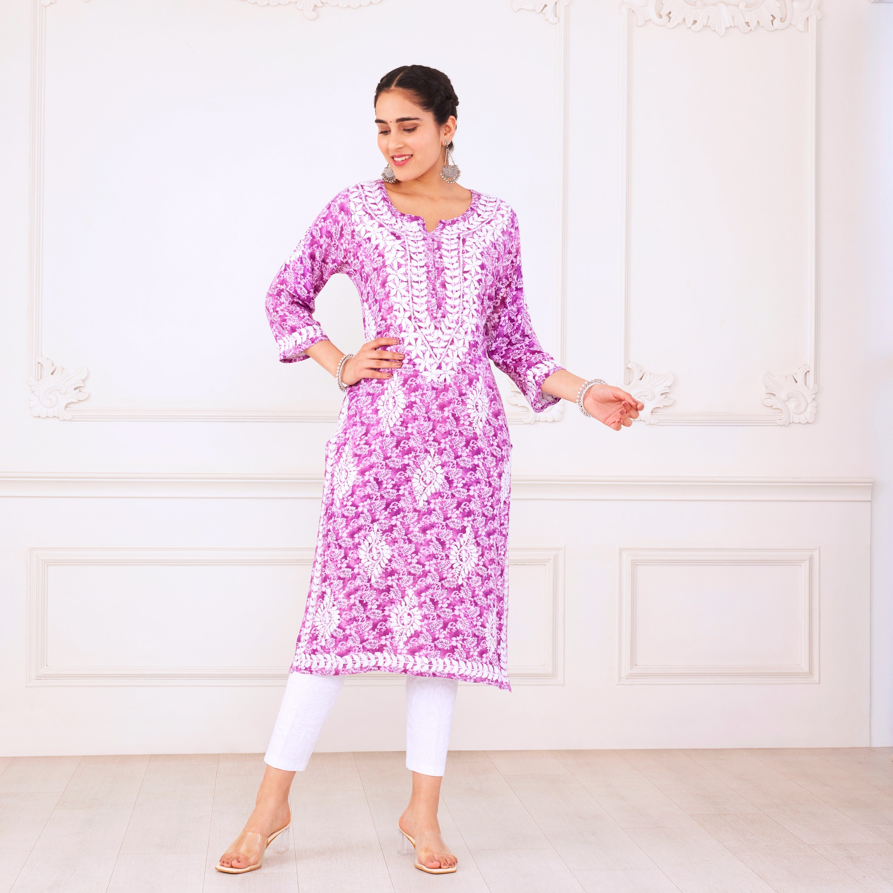 Purple Passion Chikankari Kurta Set