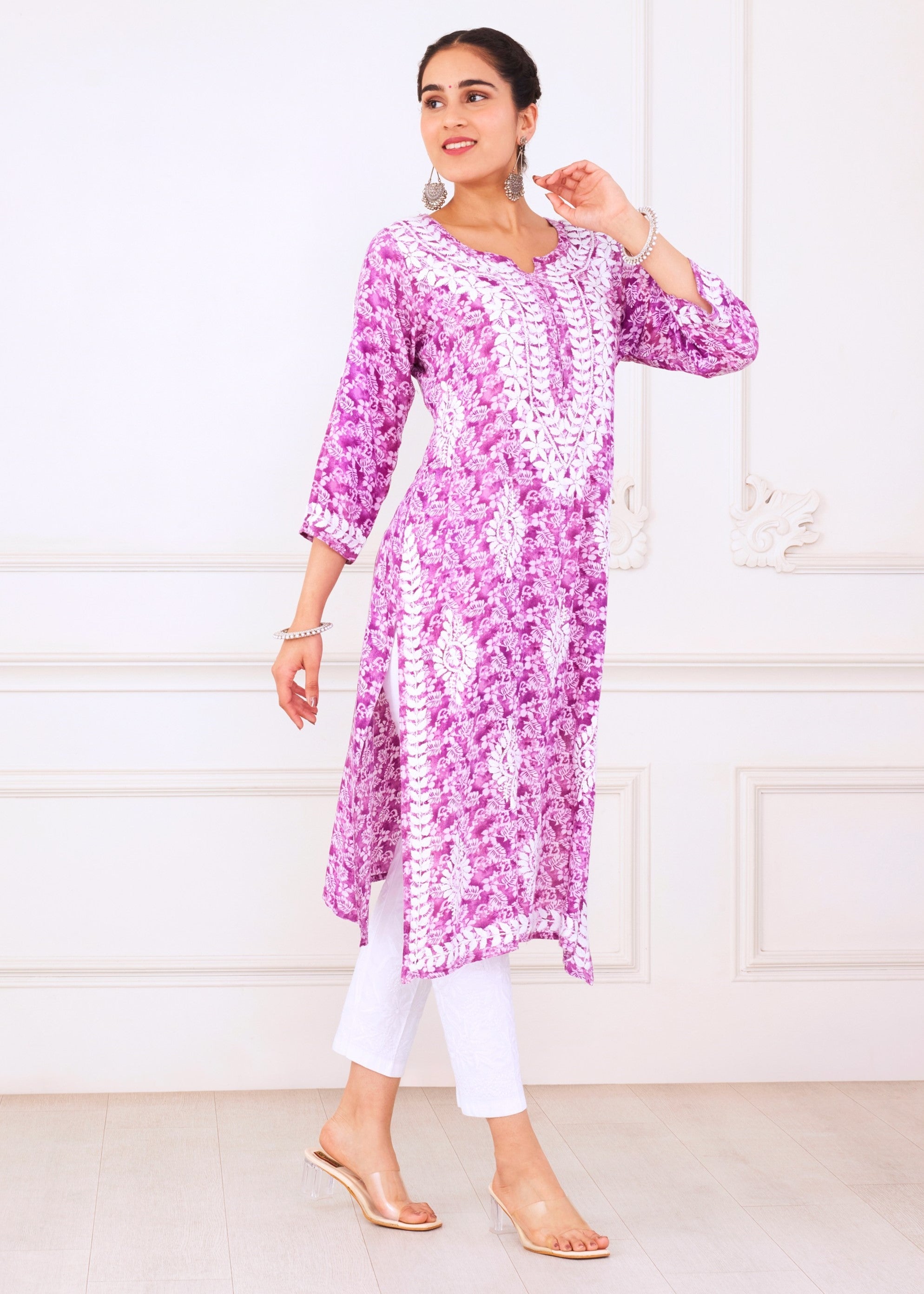 Vibrant Purple Chikankari Kurta