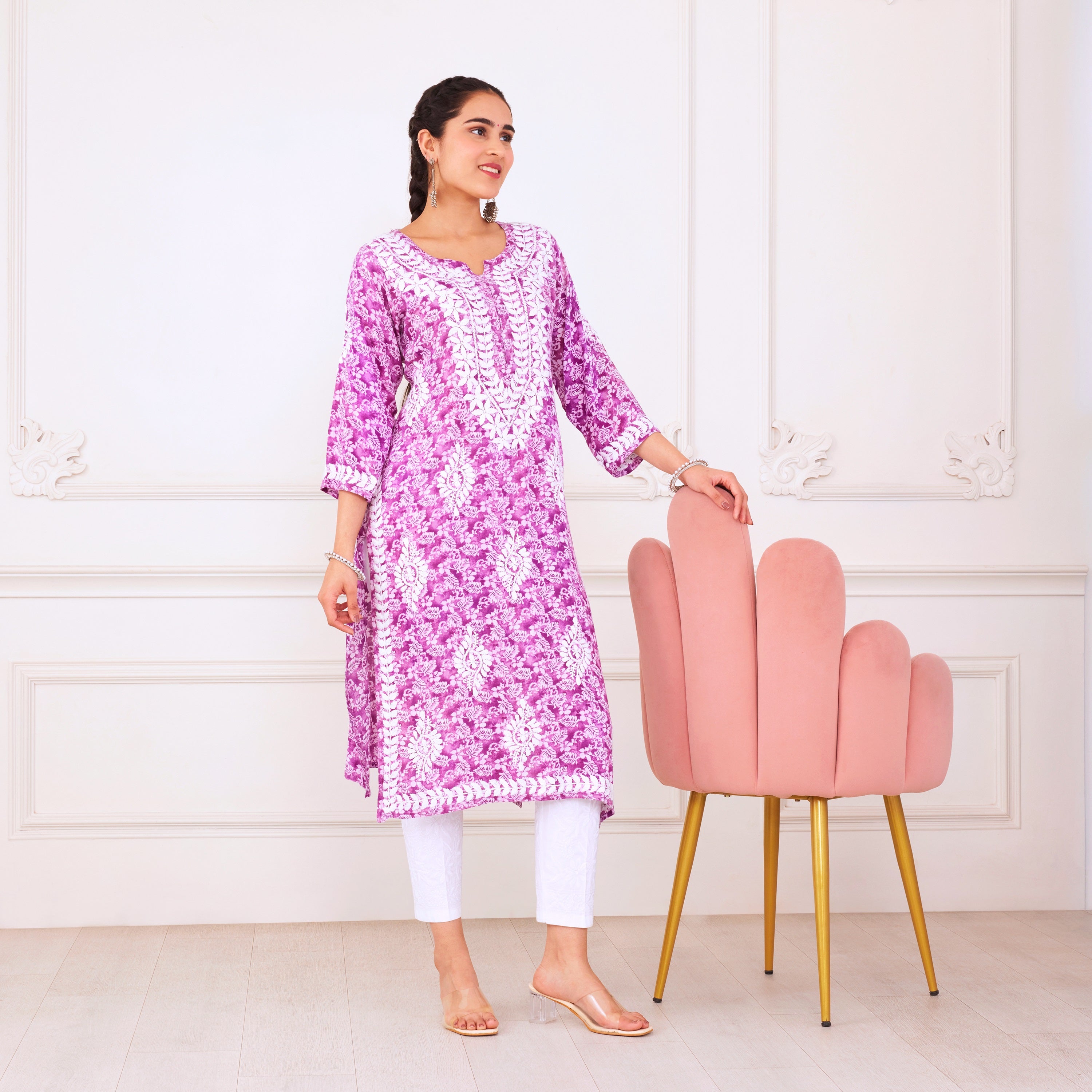 Purple Passion Chikankari Kurta Set