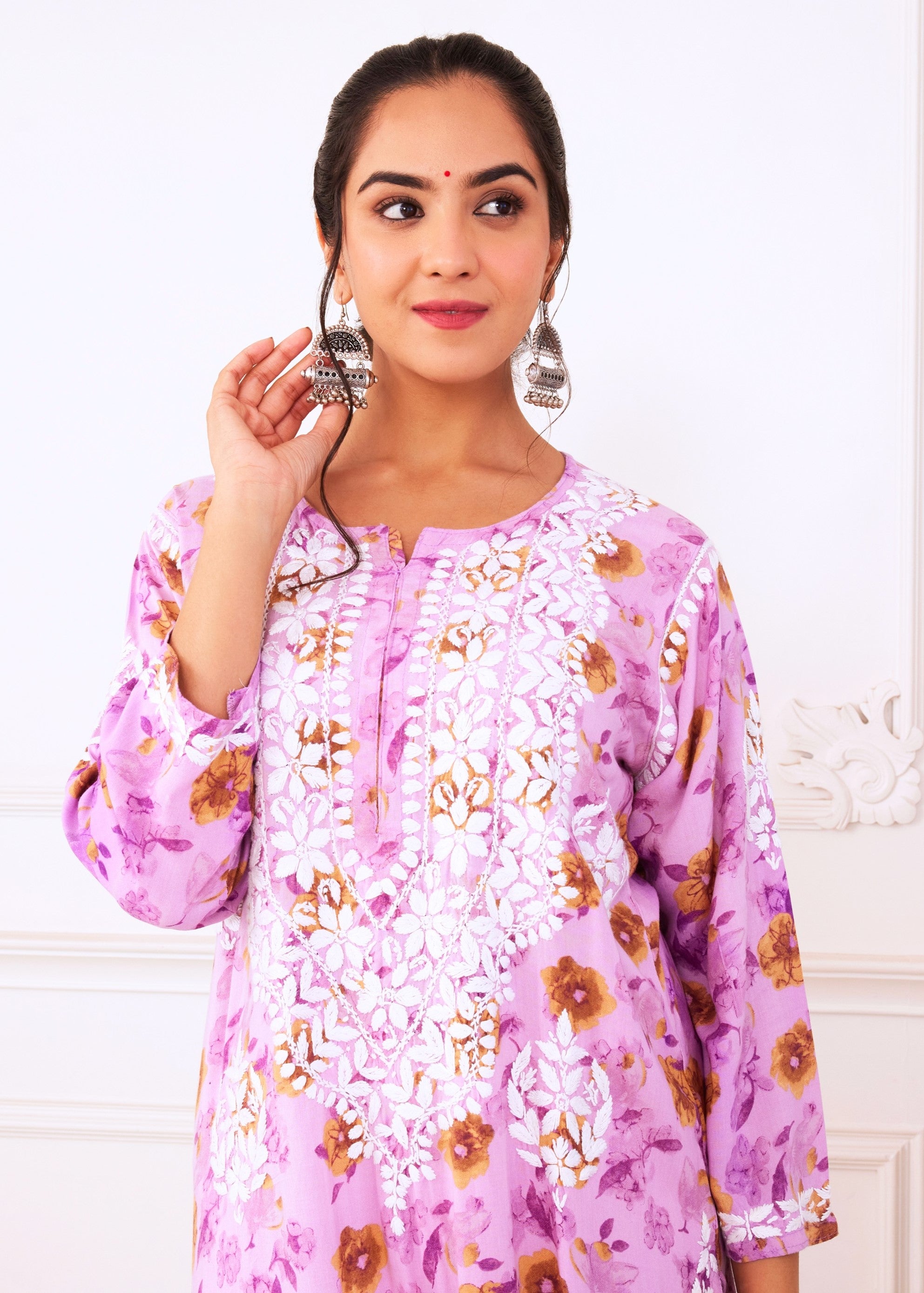 Classic Lilac Chikankari Kurta