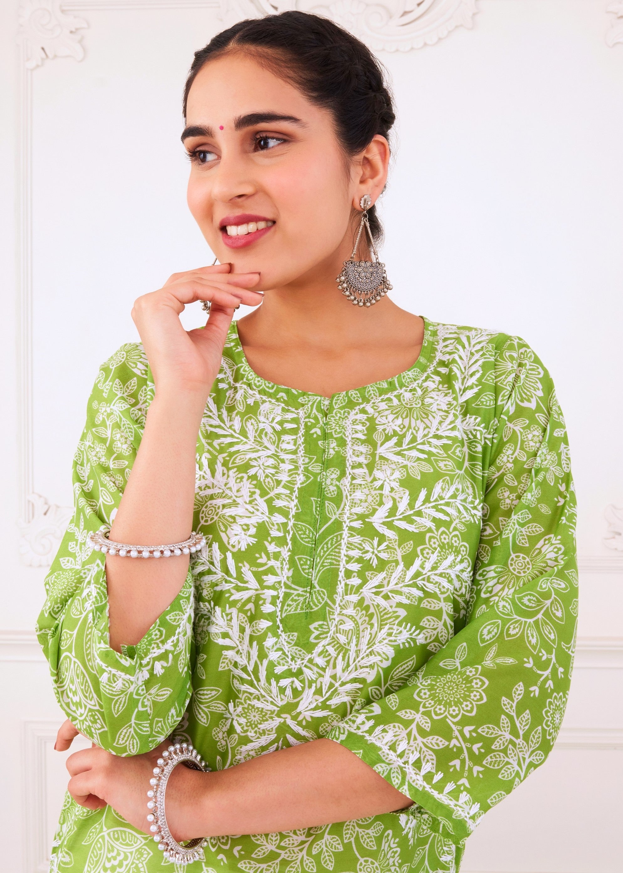 Vivid Green Chikankari Kurta