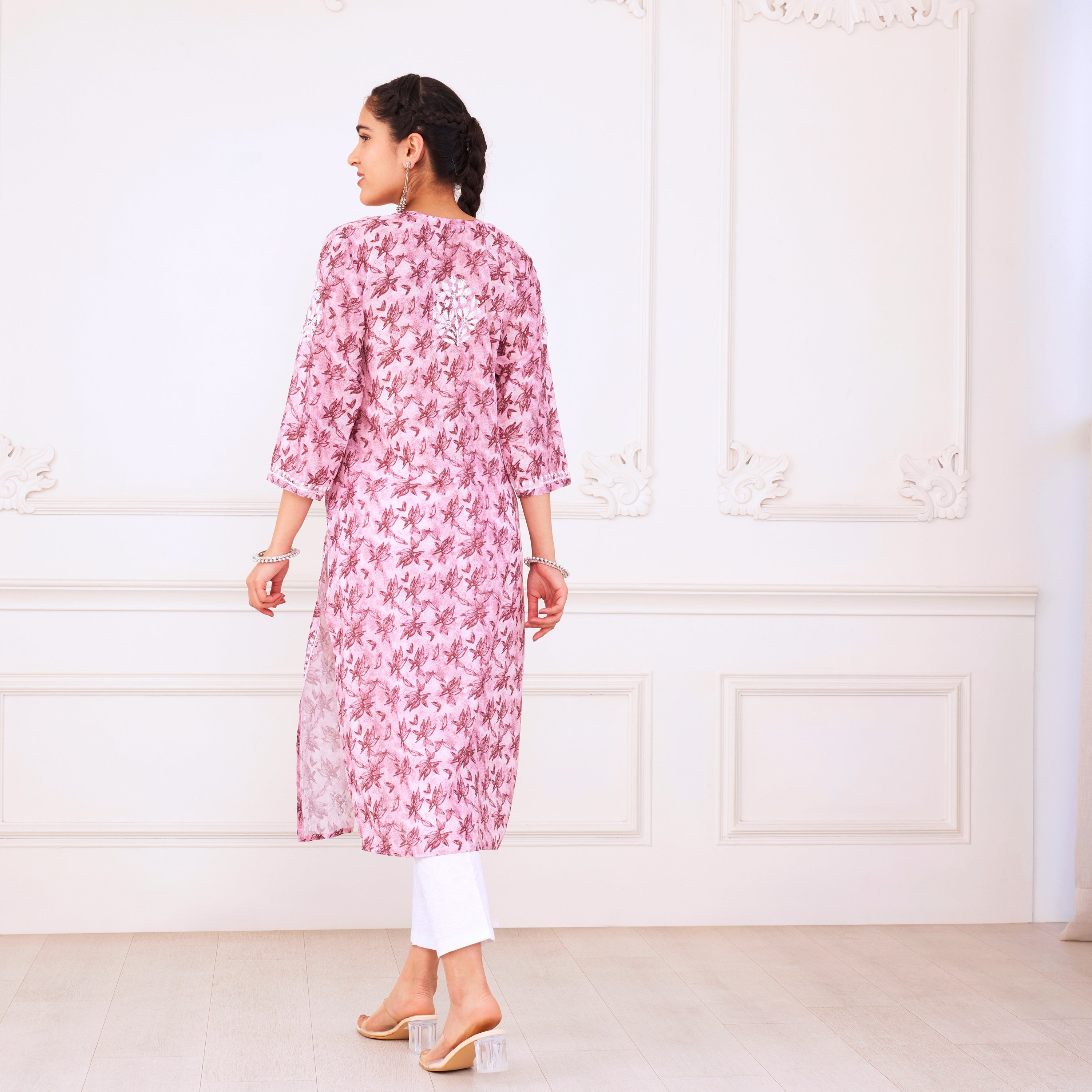 Charming Pink Chikankari Kurta Set