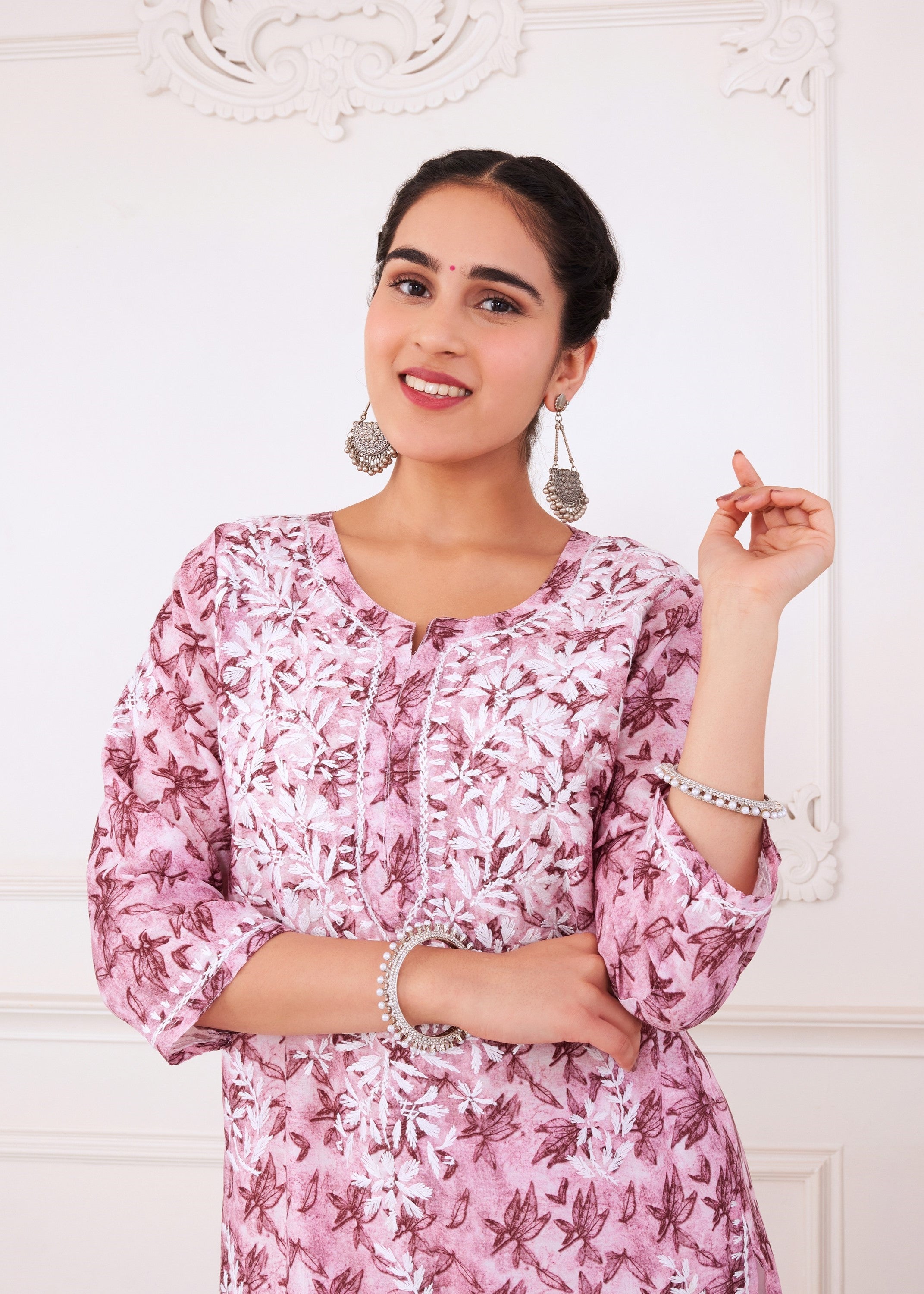 Radiant Rose Chikankari Kurta