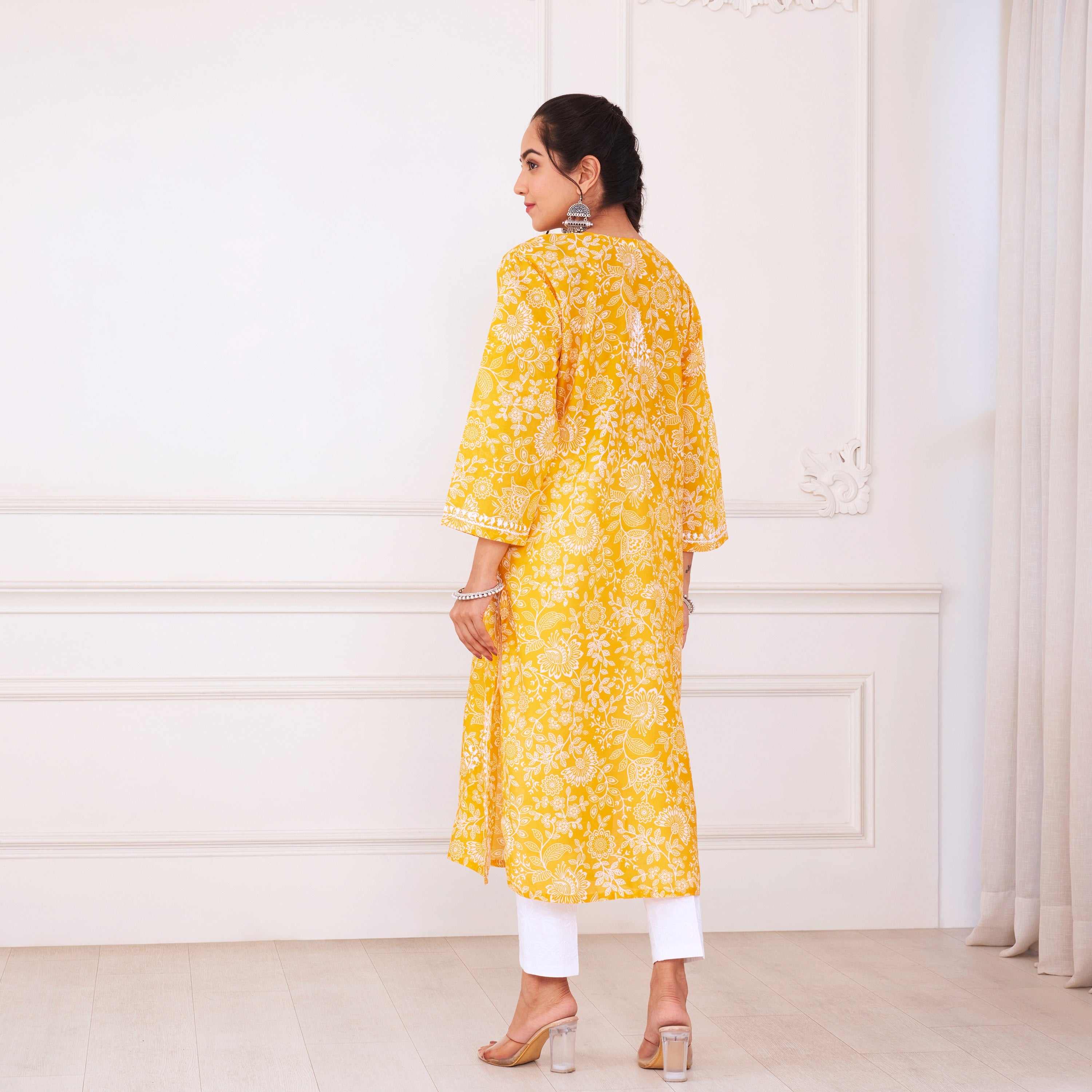 Mustard Muse Chikankari Kurta Set