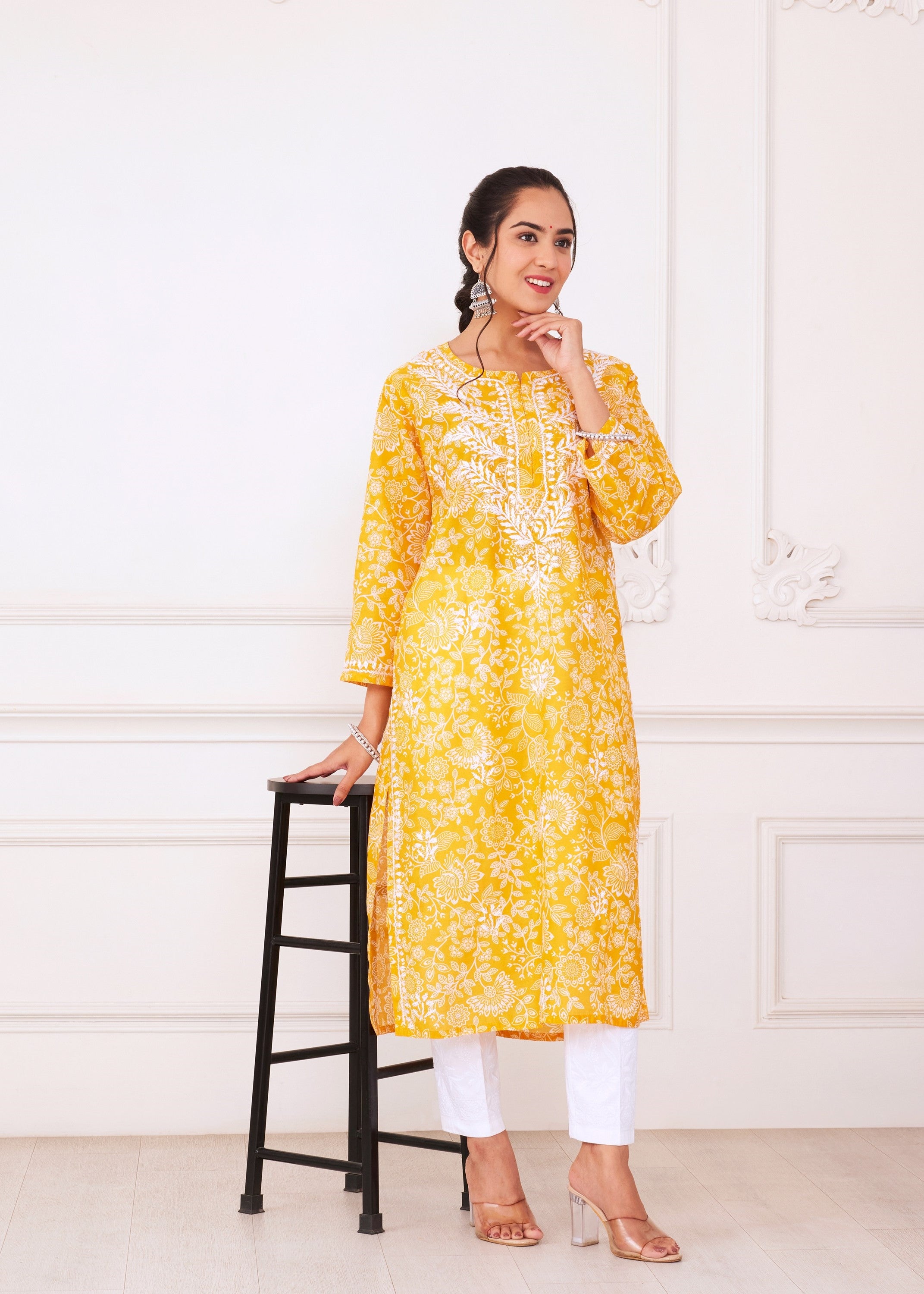 Mustard Muse Chikankari Kurta Set