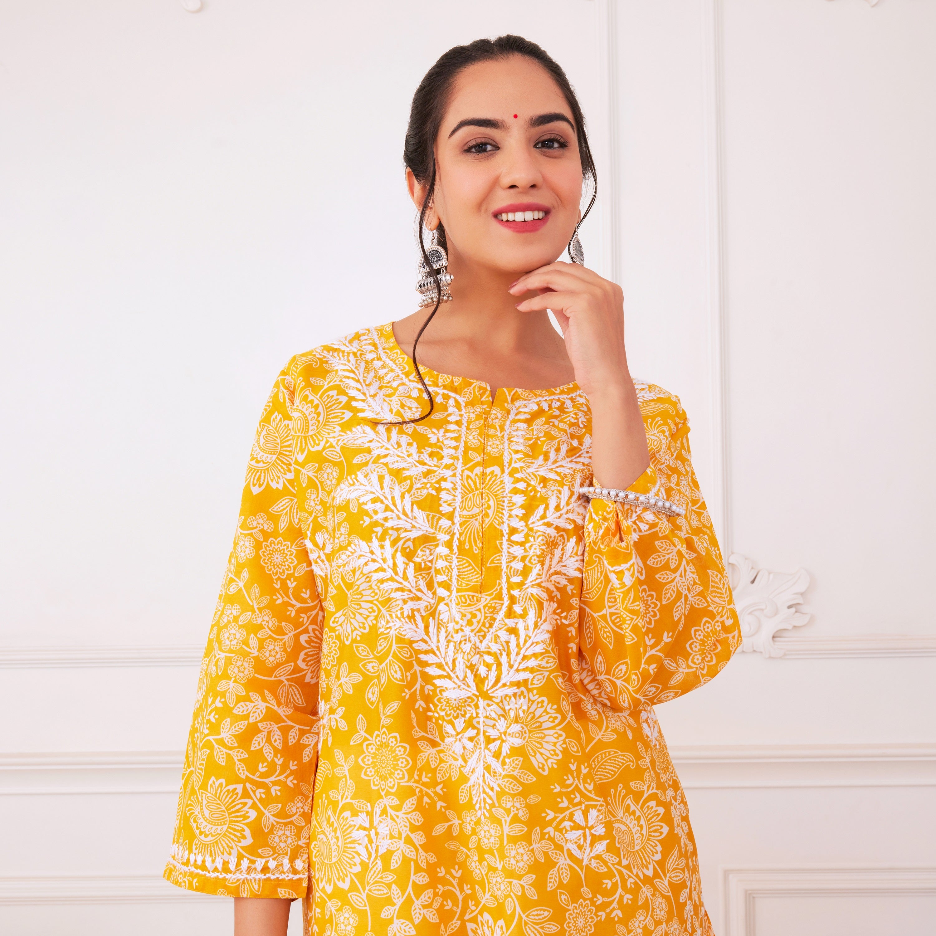 Mustard Muse Chikankari Kurta Set