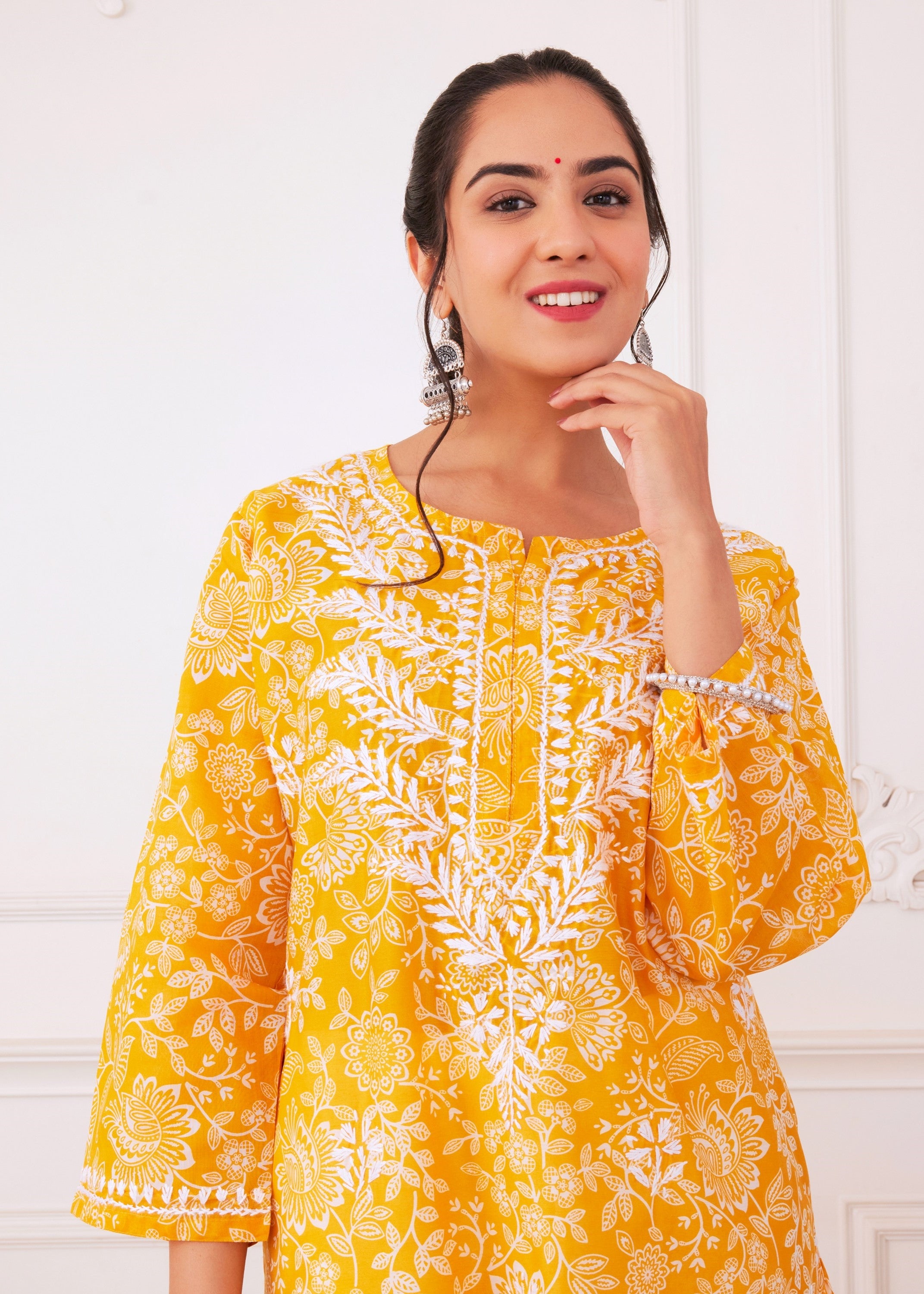 Breezy Mustard Chikankari Kurta