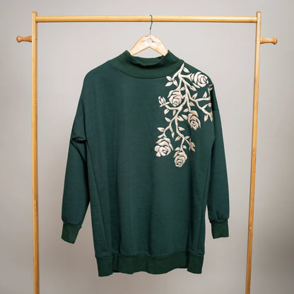 Gold Leatherite Turtle Neck Sweatshirt