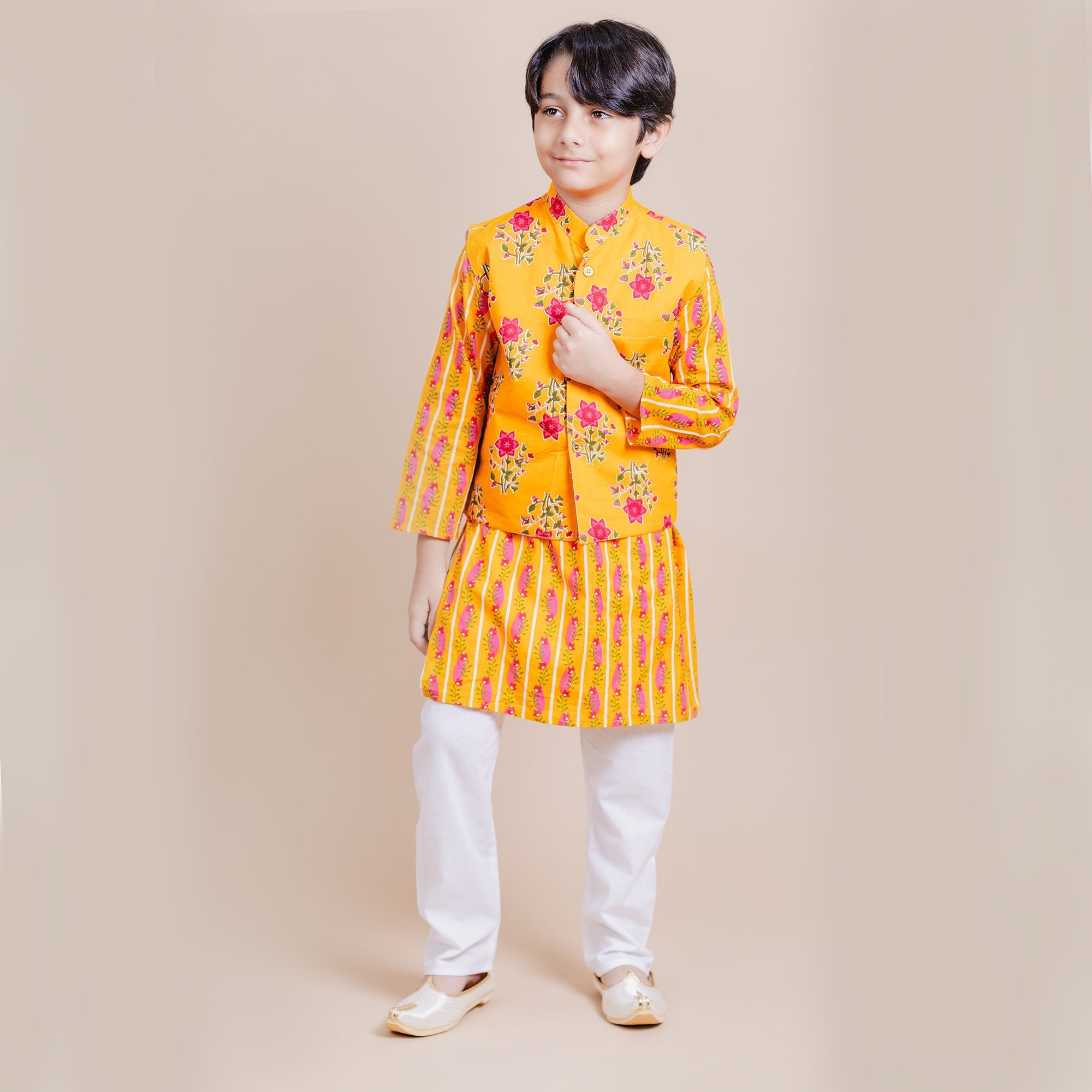 WAIST JACKET KURTA PYJAMMA SET