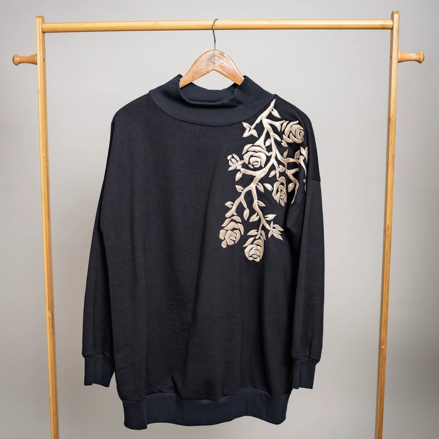 Gold Leatherite Turtle Neck Sweatshirt