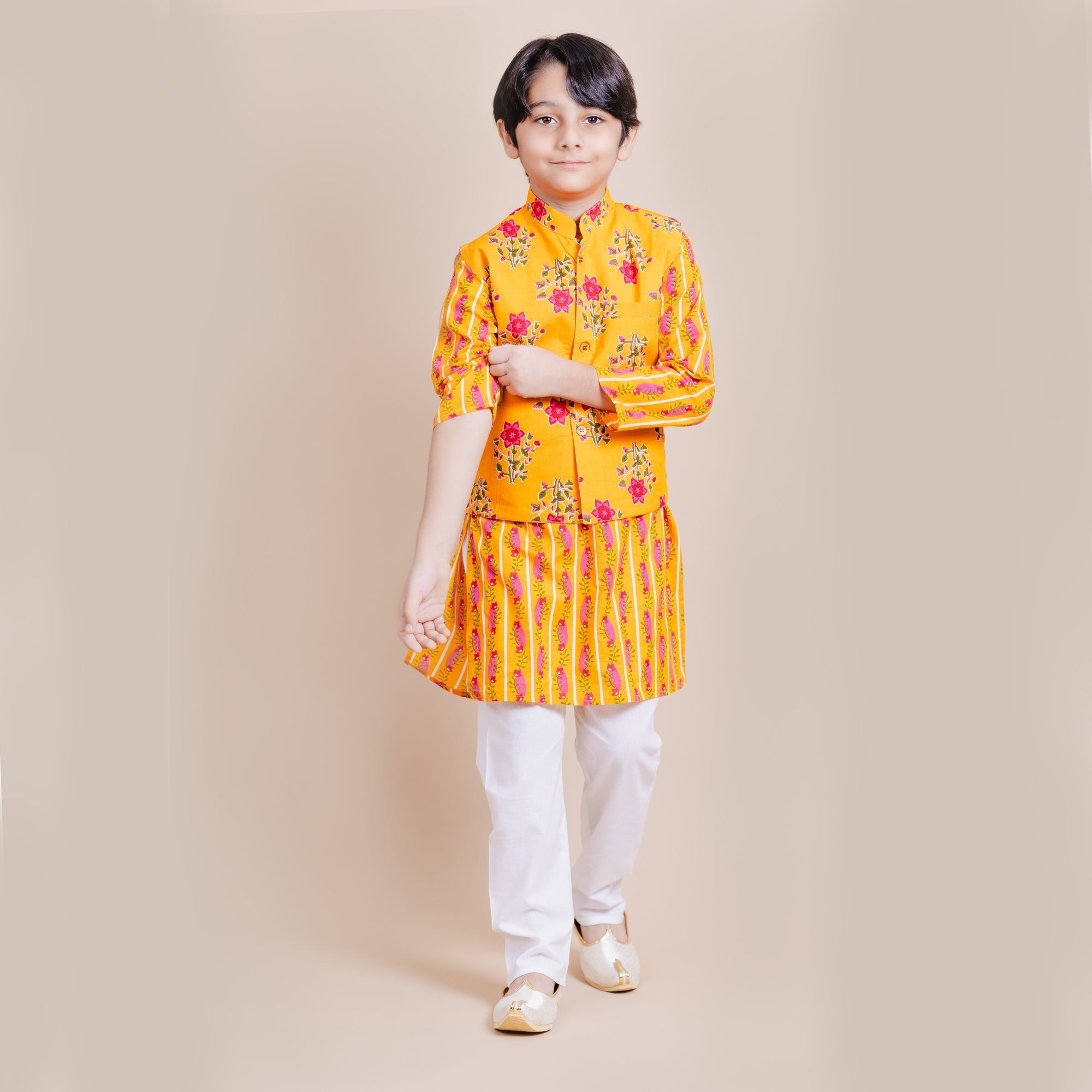 WAIST JACKET KURTA PYJAMMA SET