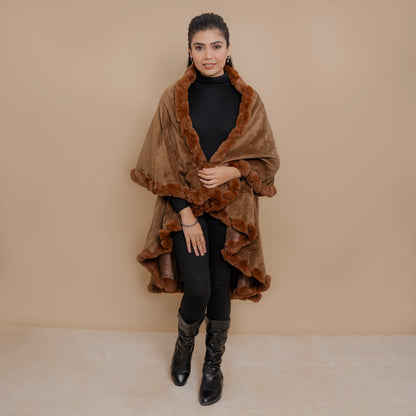 Double Layer Fur Poncho Cape