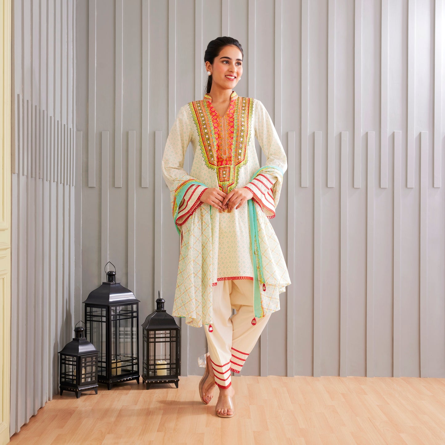 Elegant Off White Indo Western