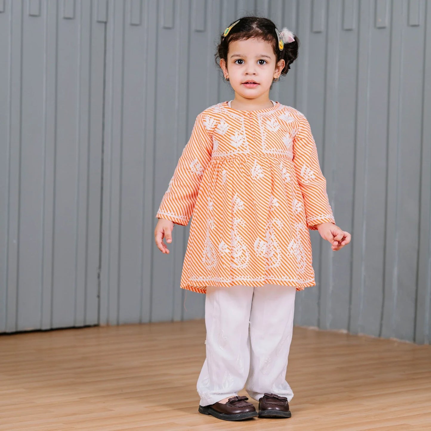 Lakhnavi A-line Kurta paired with Narrow Pants