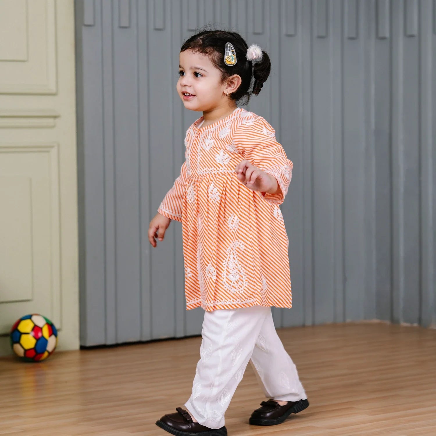 Lakhnavi A-line Kurta paired with Narrow Pants