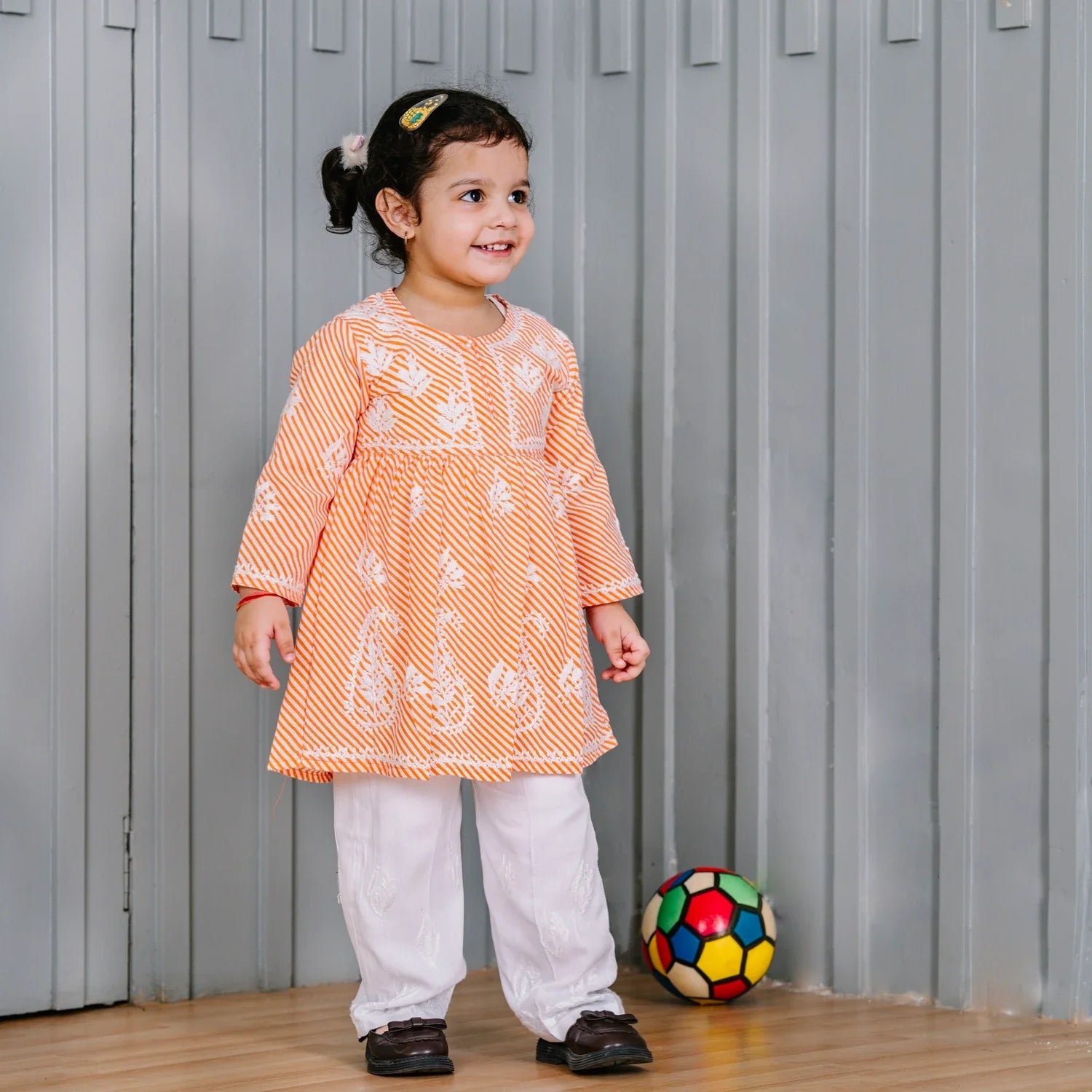 Lakhnavi A-line Kurta paired with Narrow Pants