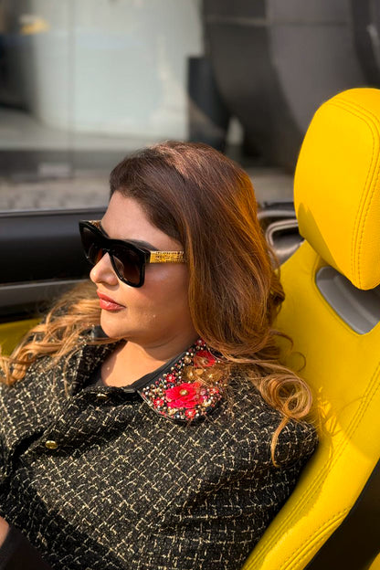 Embellished Tweed Cape