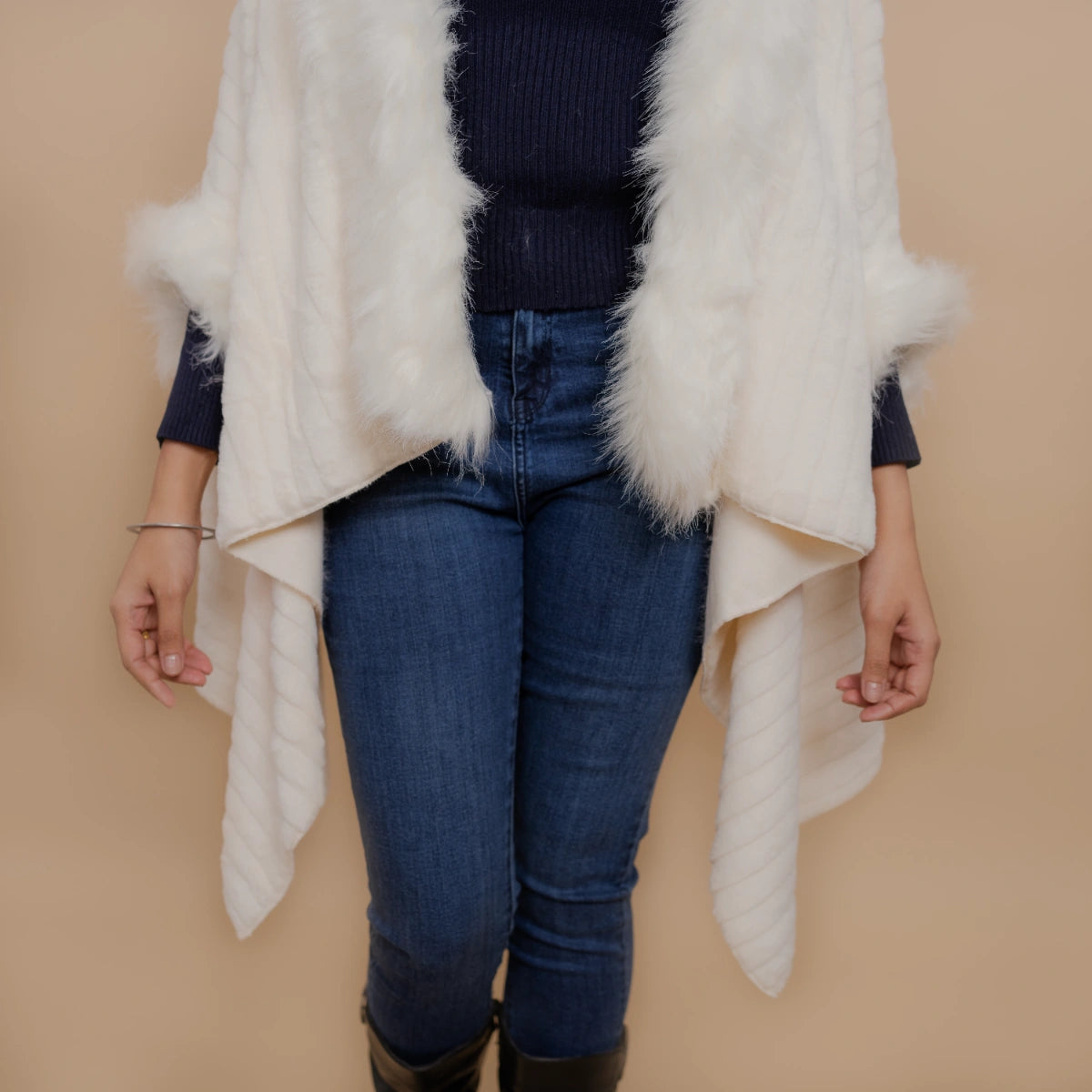 Poncho Cape With Fur