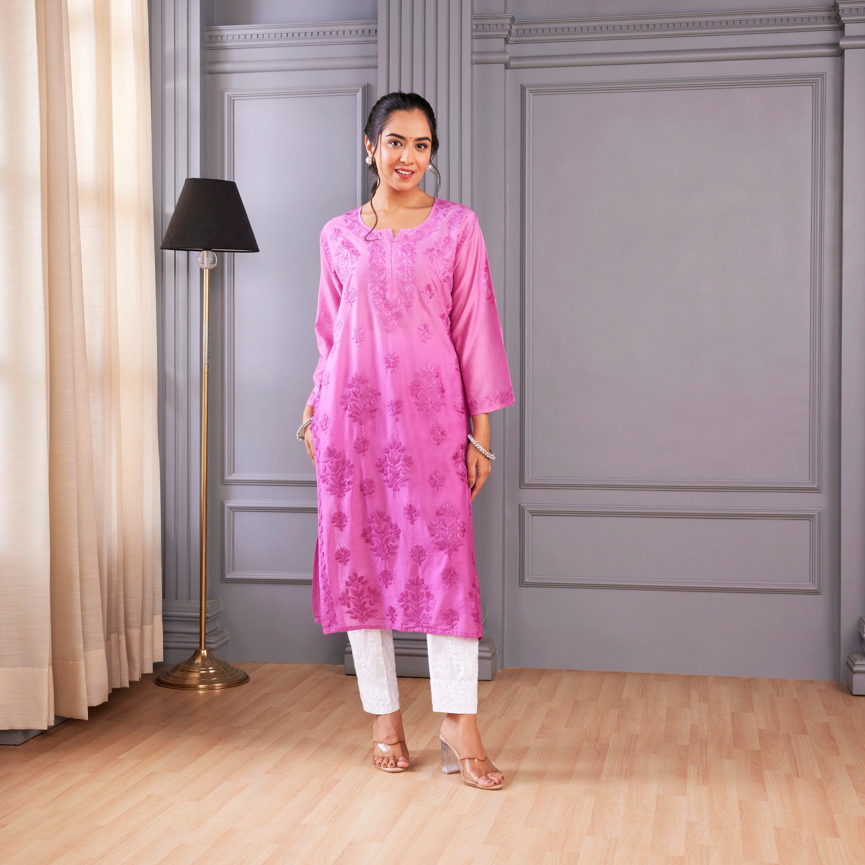 Lilac Breeze Chikankari Kurta Set