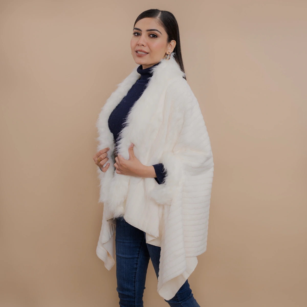 Poncho Cape With Fur