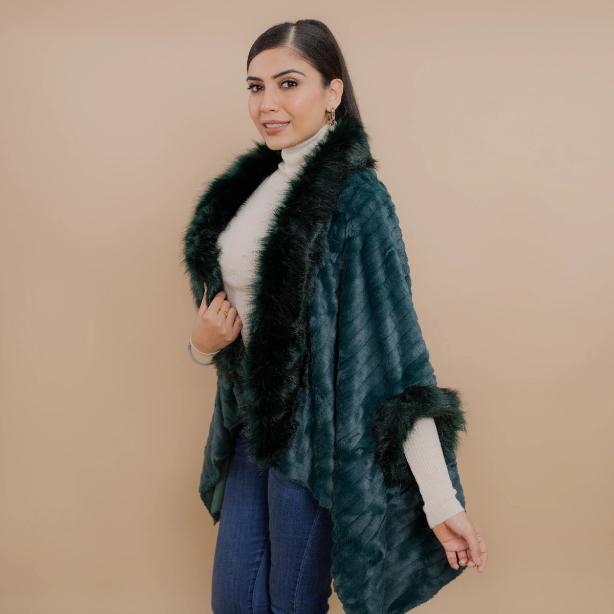 Poncho Cape With Fur