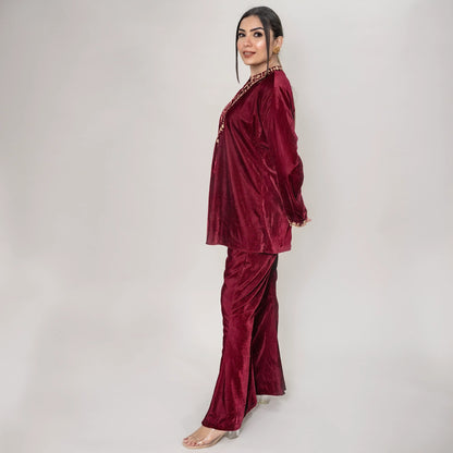 Velvet A-Line Kurta with Bellbottoms