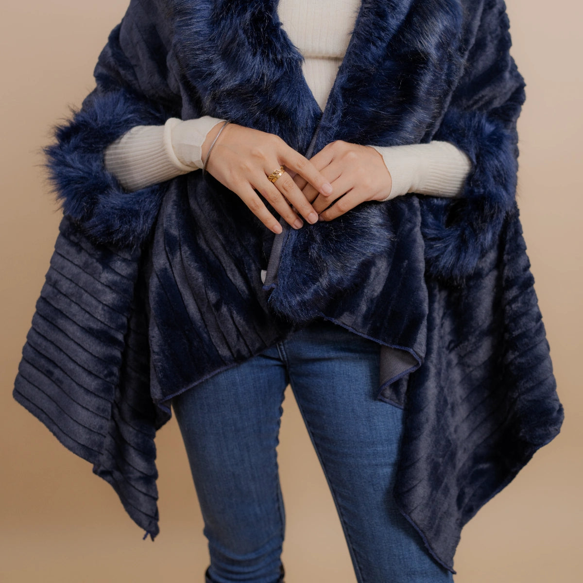 Poncho Cape With Fur