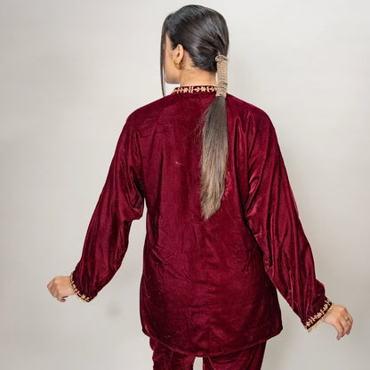 Velvet A-Line Kurta with Bellbottoms