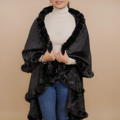 Double Layer Fur Poncho Cape