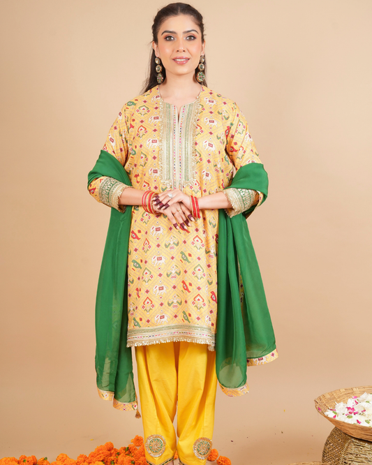 Kashish - Mustard/Emerald Green
