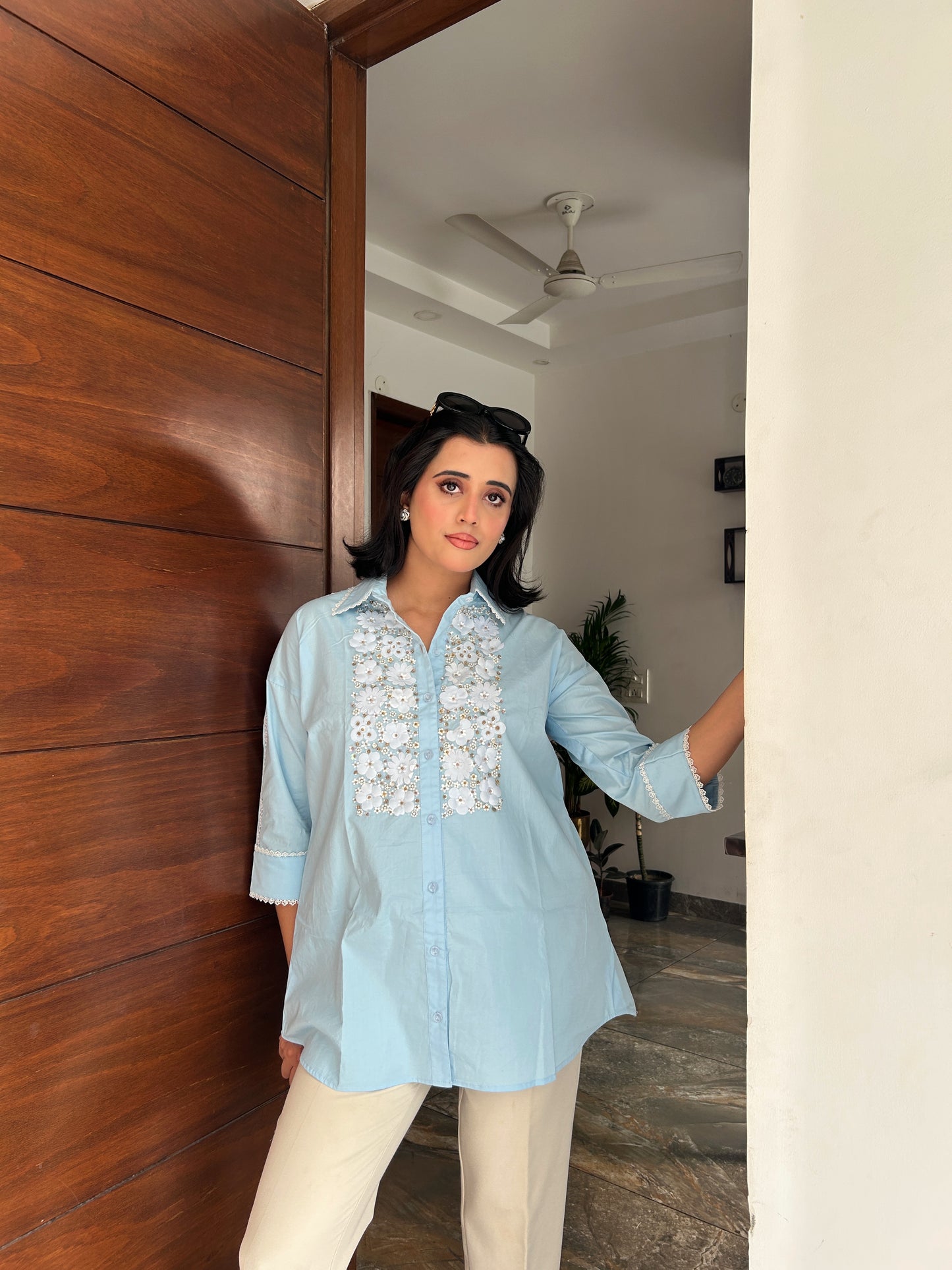 Bloomlace Charm Cotton Shirt