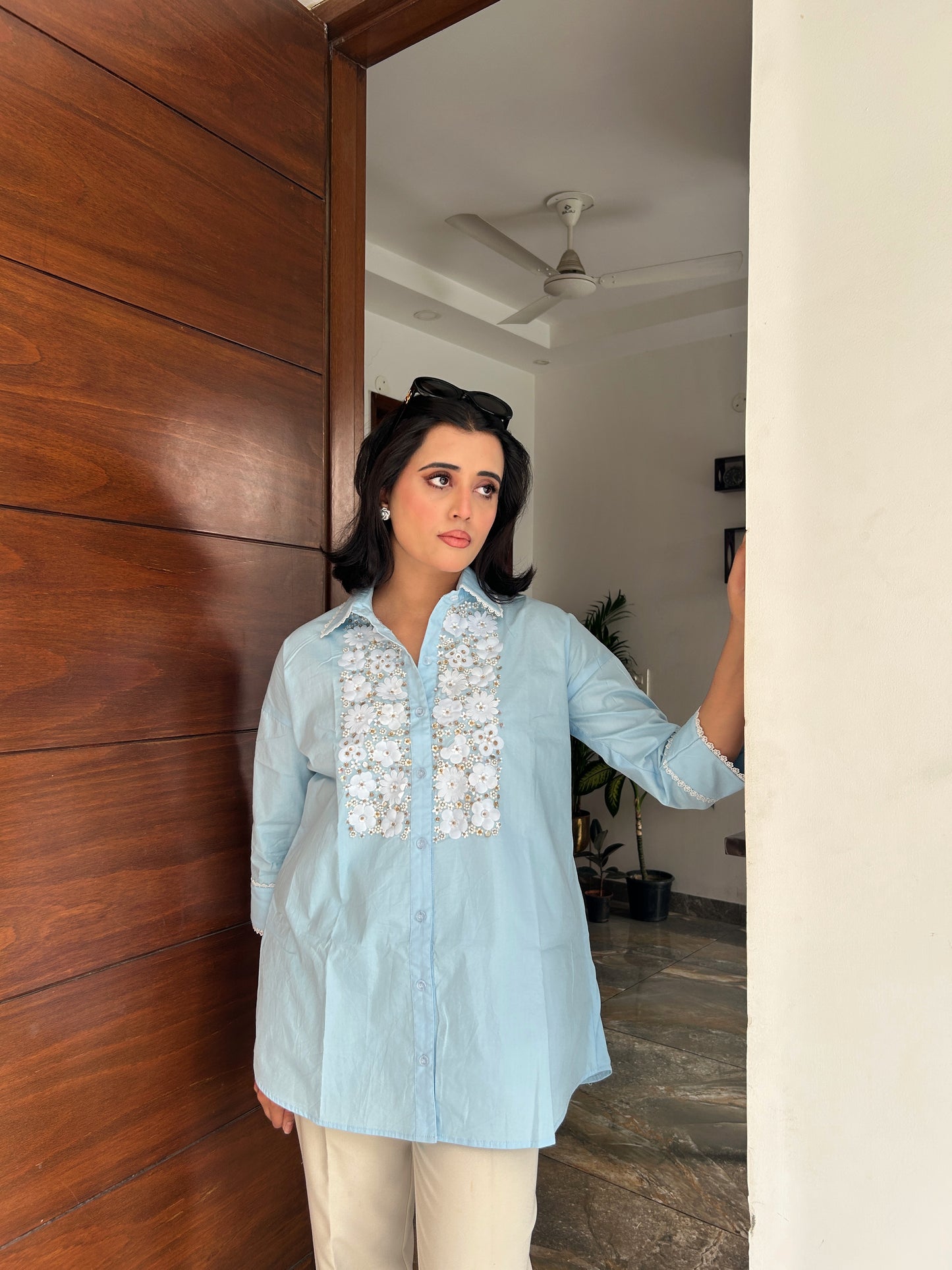 Bloomlace Charm Cotton Shirt