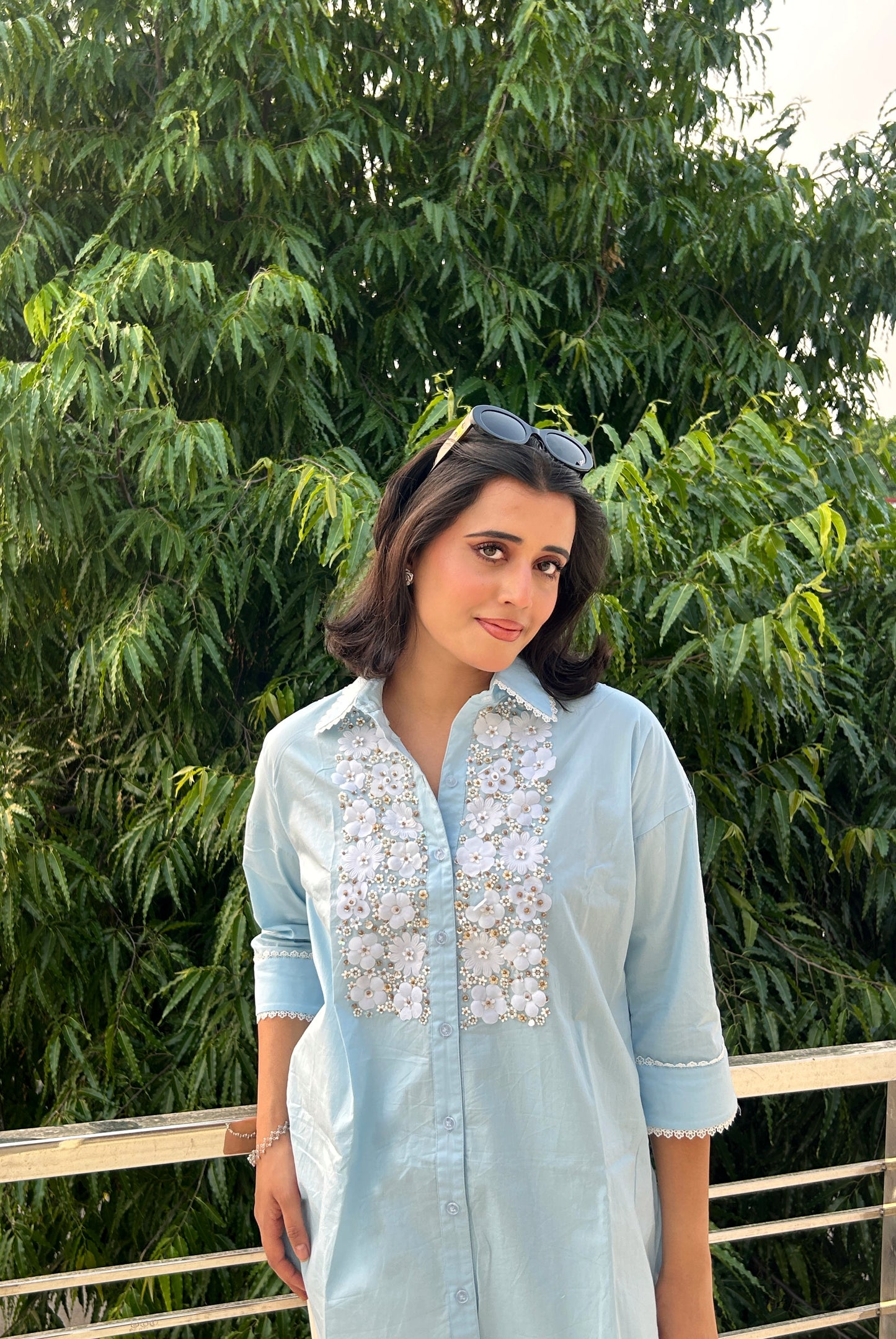 Bloomlace Charm Cotton Shirt