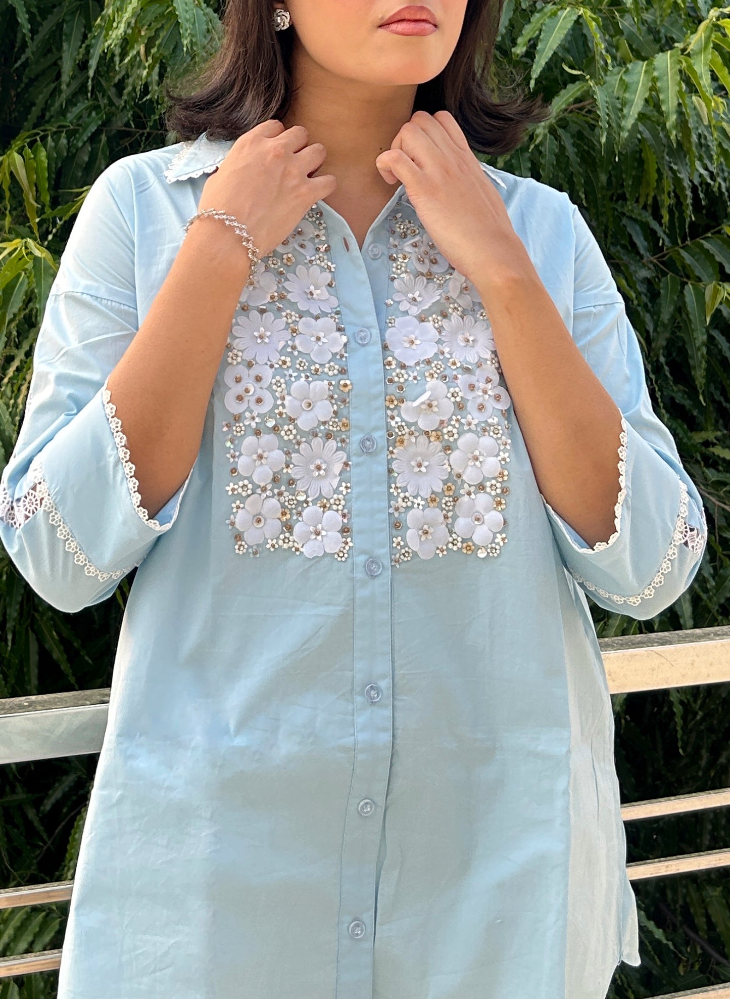 Bloomlace Charm Cotton Shirt