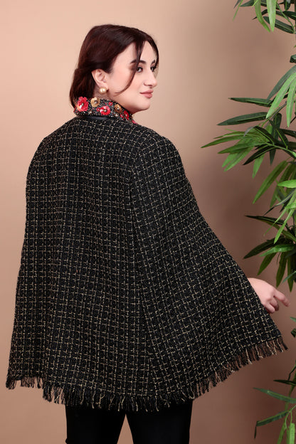 Embellished Tweed Cape