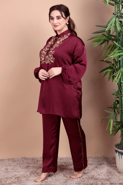 Velvet A-Line Kurta with Bellbottoms