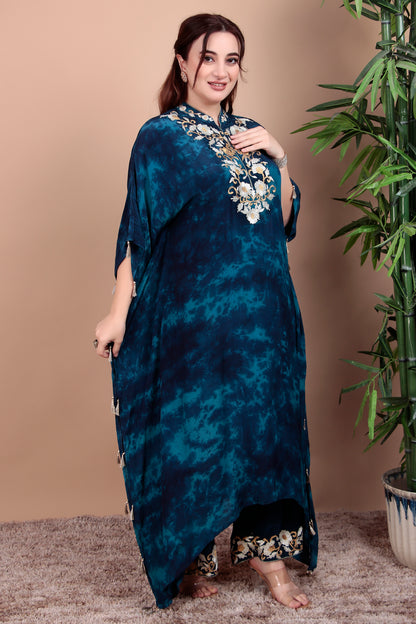 Velvet Thread Work Kaftan Set