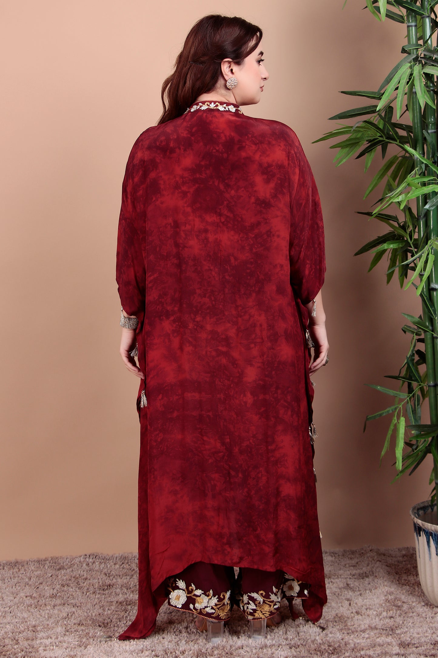 Velvet Thread Work Kaftan Set