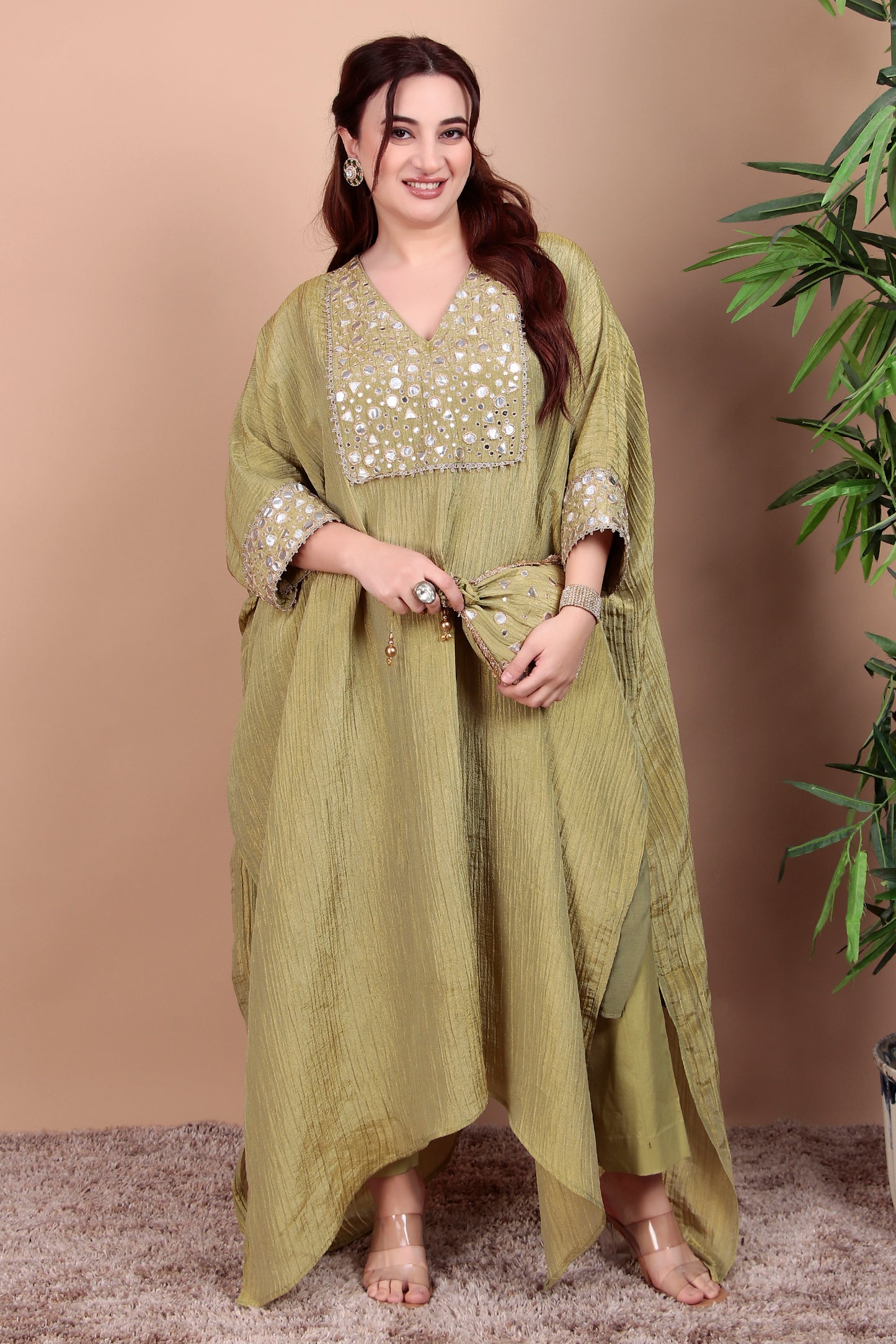 Elegant Mirror Work Kaftan