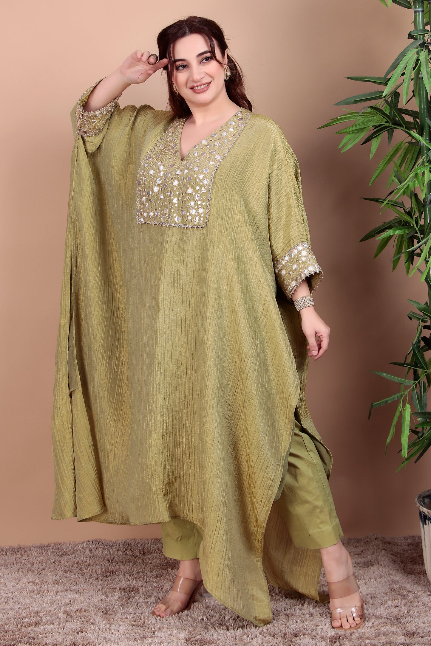 Elegant Mirror Work Kaftan