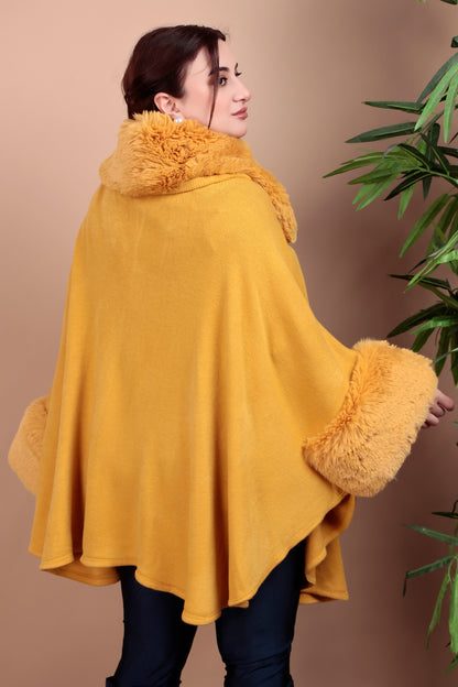 Elegant Faux Fur Trimmed Cape