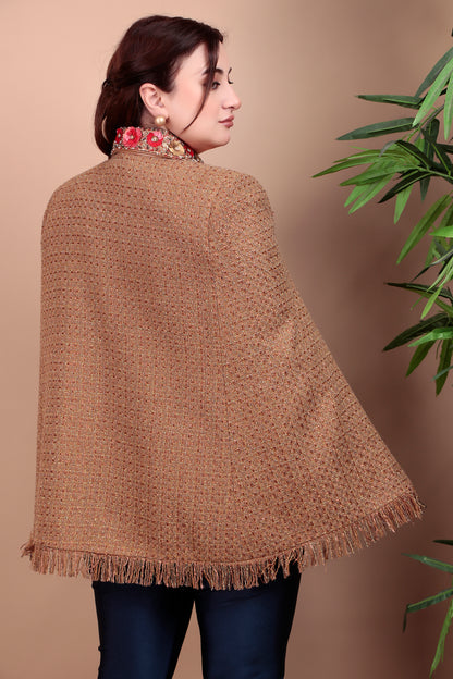 Embellished Tweed Cape