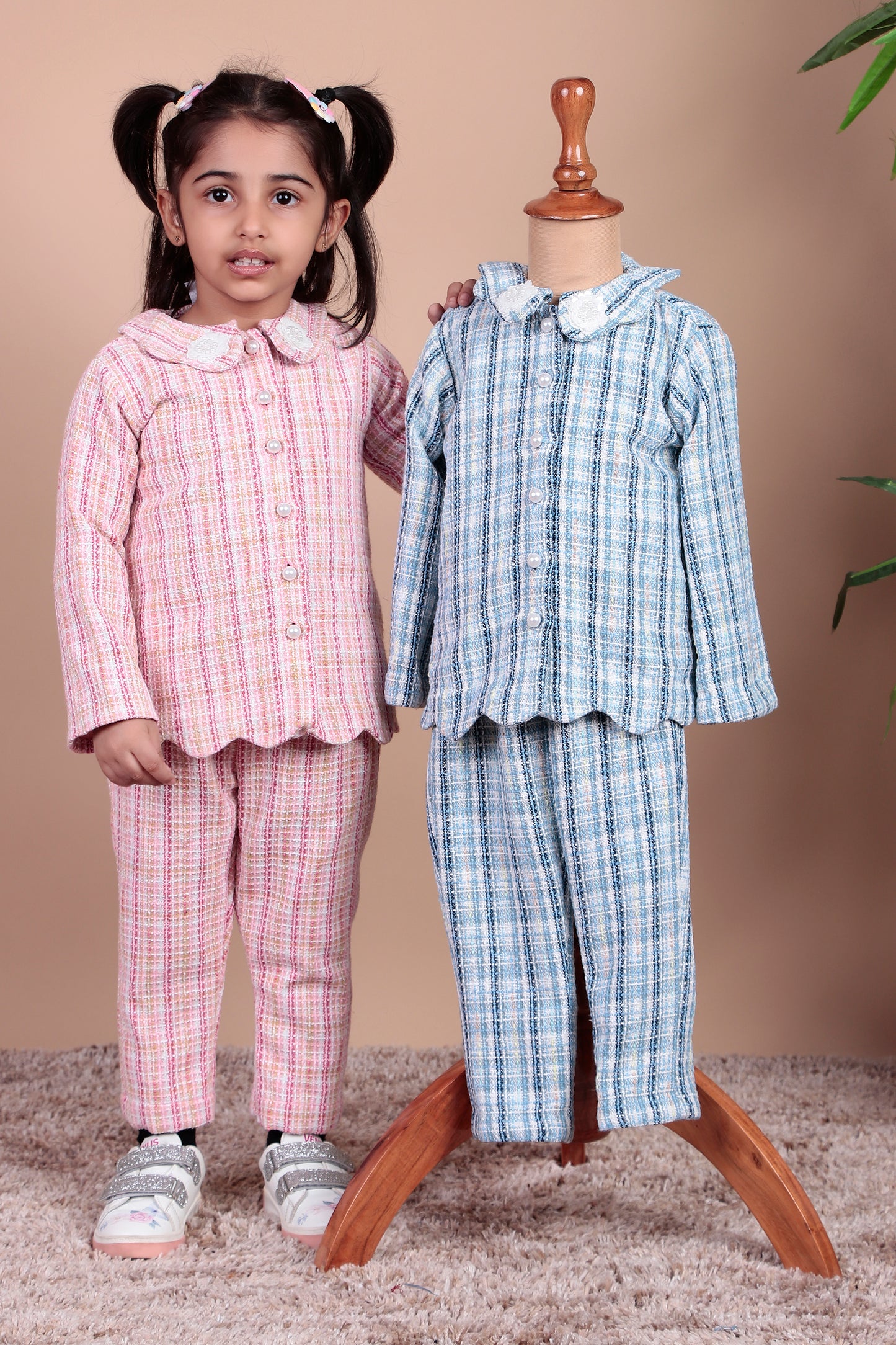 Girls Checkered Cotton Blend