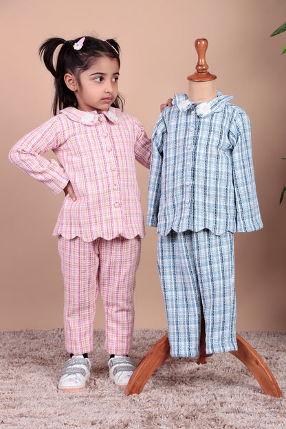 Girls Checkered Cotton Blend