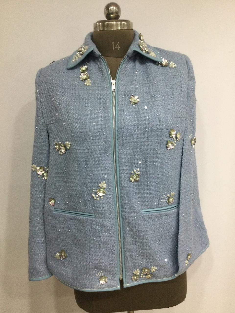 Pink Pearl Embellished Winter Shrug for Women