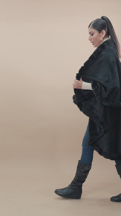 Double Layer Fur Poncho Cape